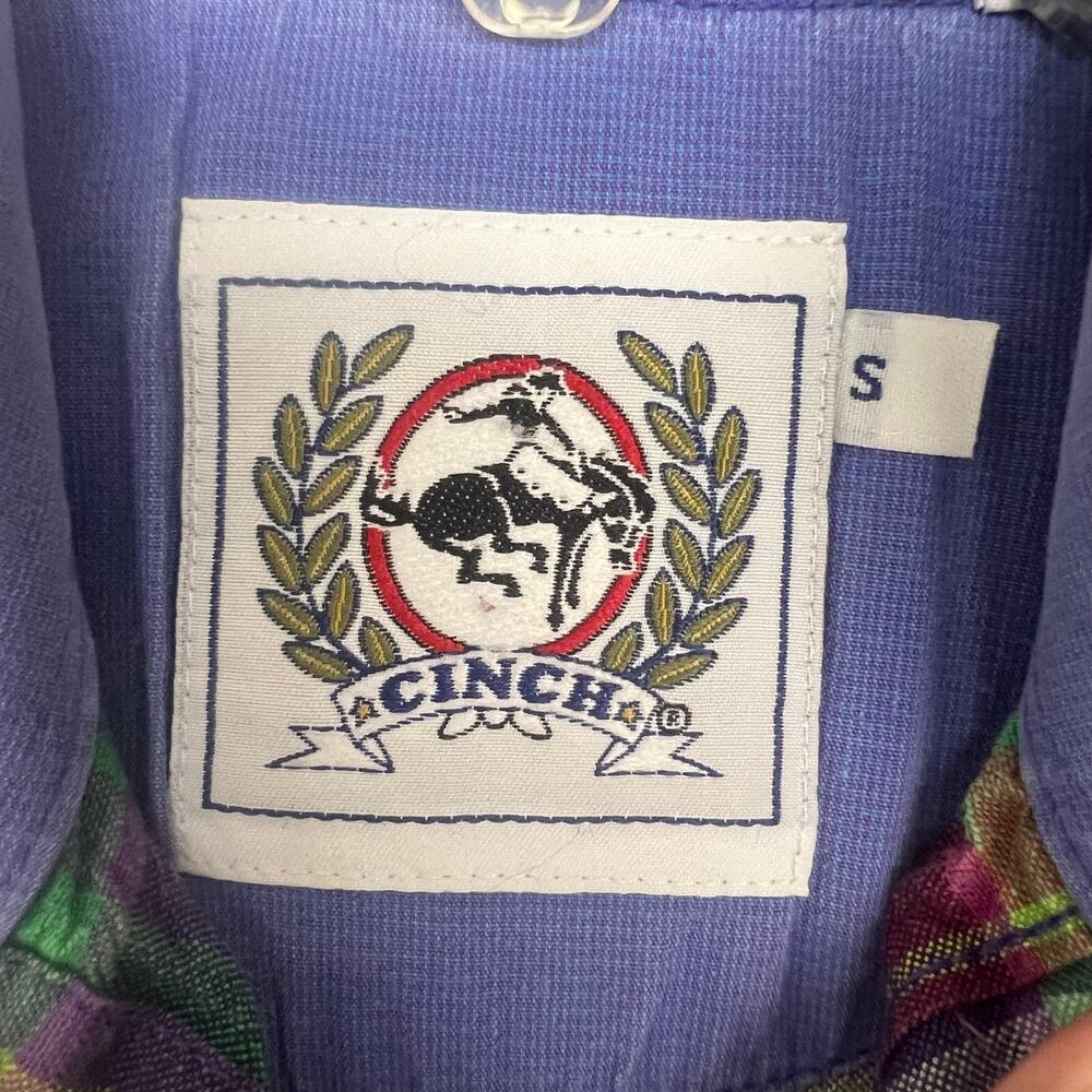 Cinch shirt mens Small long sleeve button down pink/purple/green Great condition - Picture 4 of 5
